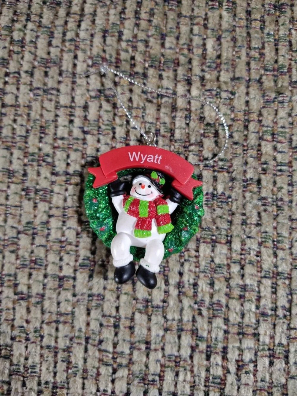 Holly Jolly Snowman Wreath Christmas Ornament Pre-Printed Ganz Choose Name NWT
